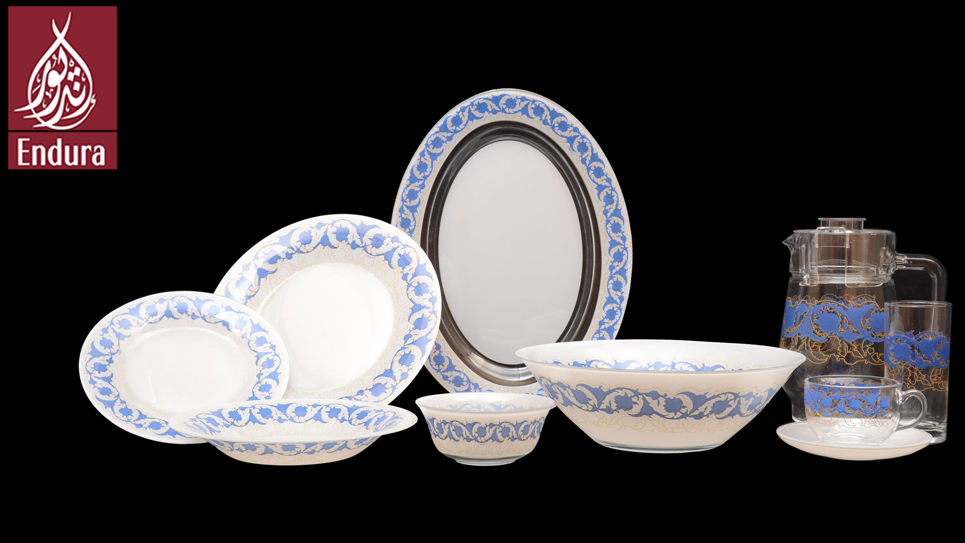 Endura  Damask Blue dinner set of 46 #k6068#